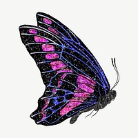 Dark glittery butterfly, aesthetic collage element psd. Remixed by rawpixel.