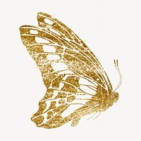 Gold glittery butterfly, aesthetic insect illustration.  Inspired by E.A. S&eacute;guy's style.