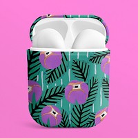 AirPods case mockup, vintage flower patterned design psd, remixed by rawpixel