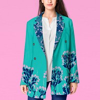 Women's coat mockup, vintage floral design psd, remixed by rawpixel