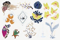 E.A. S&eacute;guy's vintage botanical collage element set psd. Remixed by rawpixel.