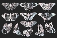 Aesthetic holography butterfly, aesthetic collage element set psd. Remixed from the artwork of E.A. Séguy.