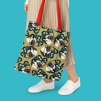 Butterfly patterned canvas tote bag