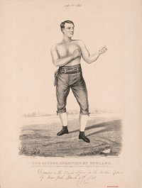 Tom Sayers, champion of England: born at Pimlico, near Brighton, England, in 1826, height 5 feet 8 inches, fighting weight, 10 stone 10 lbs. (1860) by Currier & Ives