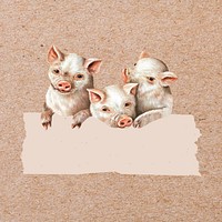 Little pigs with blank frame illustration. Remixed by rawpixel.