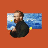 Vincent Van Gogh, red background. Remixed by rawpixel.