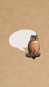 Owl iPhone wallpaper, speech bubble design. Remixed by rawpixel.