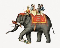 Performing elephant, vintage circus animal collage element psd.  Remastered by rawpixel