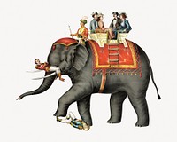 Performing elephant, vintage circus animal illustration.  Remastered by rawpixel