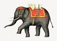 Performing elephant, vintage circus animal collage element psd.  Remastered by rawpixel