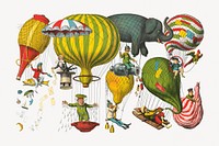 Hot air balloons illustration.  Remastered by rawpixel