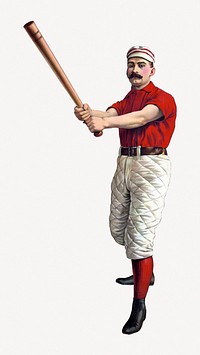 Vintage baseball player, sports collage element psd.   Remastered by rawpixel