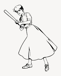 Louise Clarke's woman baseball player.  Remastered by rawpixel