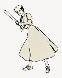 Louise Clarke's woman baseball player.  Remastered by rawpixel