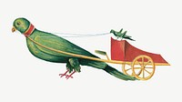 Parrot pulling a chariot, animal collage element psd.  Remastered by rawpixel