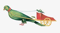 Parrot pulling a chariot, animal illustration.  Remastered by rawpixel