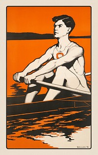 Syracuse University (1905), young crewman sitting in a racing shell grasping an oar. Original public domain image from the Library of Congress. Digitally enhanced by rawpixel.