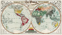 Missionary map of the world showing prevailing religions of its various nations and the central stations of all Protestant missionary societies. (1902) by August R. Ohman. Original public domain image from the Library of Congress. Digitally enhanced by rawpixel.