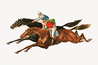 Vintage horse riders, sports collage element psd.  Remastered by rawpixel