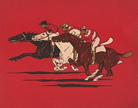 The Runners (1900), vintage horse racing illustration. Original public domain image from the Library of Congress. Digitally enhanced by rawpixel.