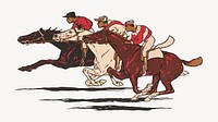 Vintage horse racing illustration.  Remastered by rawpixel