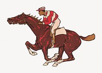 Vintage horse racing illustration.  Remastered by rawpixel