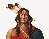 Native American man portrait psd.  Remastered by rawpixel