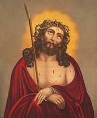 Jesus Christ with crown of thorns (1890).  Original public domain image from the Library of Congress. Digitally enhanced by rawpixel.