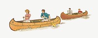 People canoeing in a lake collage element psd.  Remastered by rawpixel