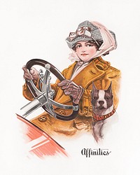 Affinities (1911) vintage woman riding an automobile. Original public domain image from the Library of Congress. Digitally enhanced by rawpixel.