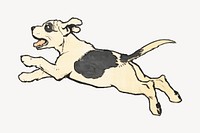 Running dog, vintage animal illustration.  Remastered by rawpixel