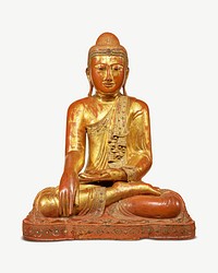 Enshrined Buddha, gold religious statue psd.    Remastered by rawpixel
