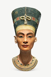 Bust of Nefertete, Ancient Egyptian sculpture collage element psd.    Remastered by rawpixel