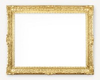 Picture frame mockup, vintage gold luxurious design psd