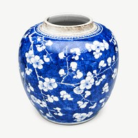 Blue floral patterned jar clipart psd.    Remastered by rawpixel