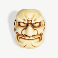 Japanese ivory mask clipart psd.    Remastered by rawpixel