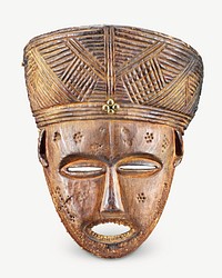 Wooden mask png tribal sticker, transparent background.    Remastered by rawpixel