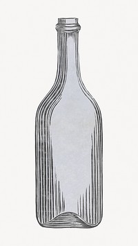 Gray wine bottle illustration.    Remastered by rawpixel