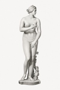 Nude Greek woman marble statue collage element psd.   Remastered by rawpixel