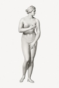 Nude Greek woman marble statue collage element psd.   Remastered by rawpixel