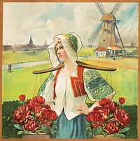 Dutch flower seller (1906). Original public domain image from the Library of Congress. Digitally enhanced by rawpixel.