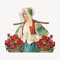 Dutch flower seller illustration.  Remastered by rawpixel