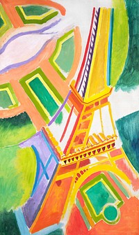 Robert Delaunay's Eiffel Tower (1924) painting. Original public domain image from the Saint Louis Art Museum. Digitally enhanced by rawpixel.