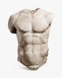 Torso of an Athlete sculpture collage element psd.   Remastered by rawpixel