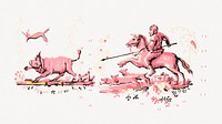 Harold Merriam's Hunting Scene illustration psd.    Remastered by rawpixel