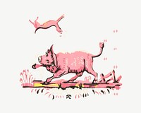 Harold Merriam's pink bull illustration psd.    Remastered by rawpixel