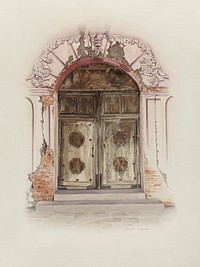 Doorway and Wall Painting (1941) by Juanita Donahoo. Original public domain image from the National Gallery of Art. Digitally enhanced by rawpixel.