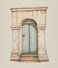 Doorway at Mission San Juan (1935-1942) by June Dale. Original public domain image from the National Gallery of Art. Digitally enhanced by rawpixel.