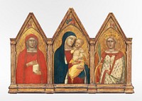 Madonna and Child with the Blessing Christ, and Saints Mary Magdalene and Catherine of Alexandria with Angels (1340) by Pietro Lorenzetti. Original public domain image from the National Gallery of Art. Digitally enhanced by rawpixel.