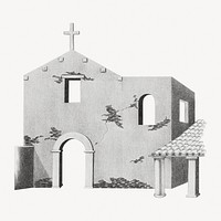 Mision San Fernando Rey de Espana church illustration.   Remastered by rawpixel